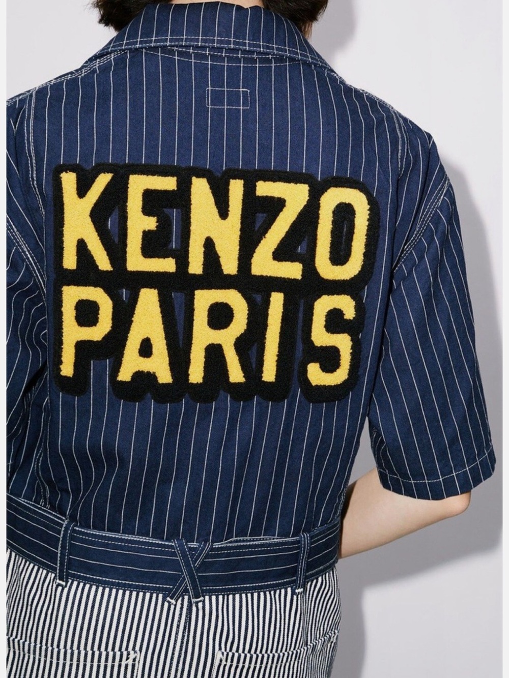 Kenzo Logo-patch Striped Denim Shirtdress Women's Size S - Picture 2 of 8